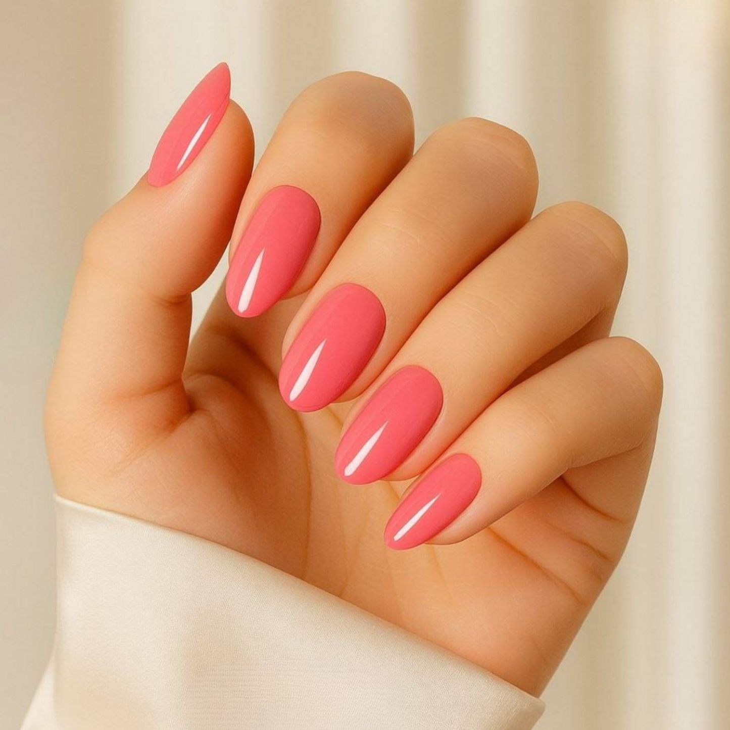 Uñas Gel Semi curado Manicure - Rosado Sandía Solido
