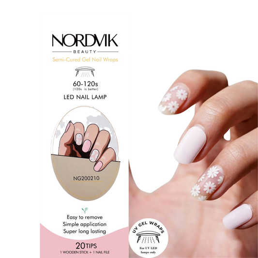 Uñas Gel Semi curado Manicure - Rosadas con Margaritas Blancas