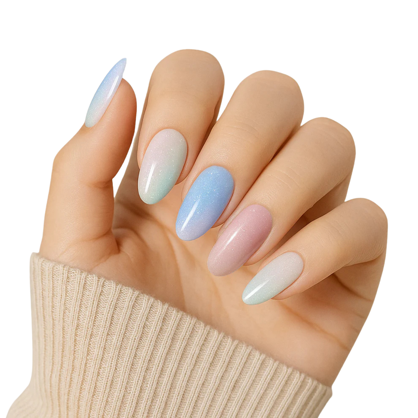 Uñas Gel Semi curado Manicure - Arcoíris Suave pastel