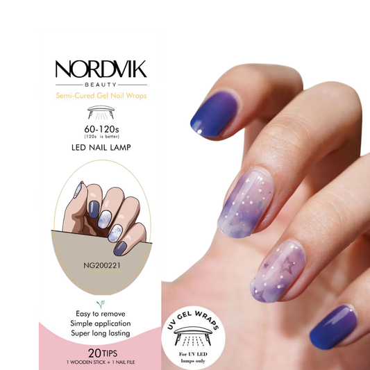 Uñas Gel Semi curado Manicure - Nebulosa y Estrellas