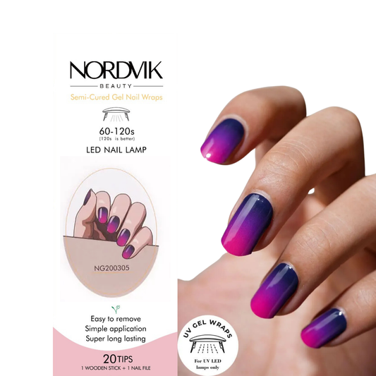 Uñas Gel Semi curado Manicure - Ombré Morado a rosa