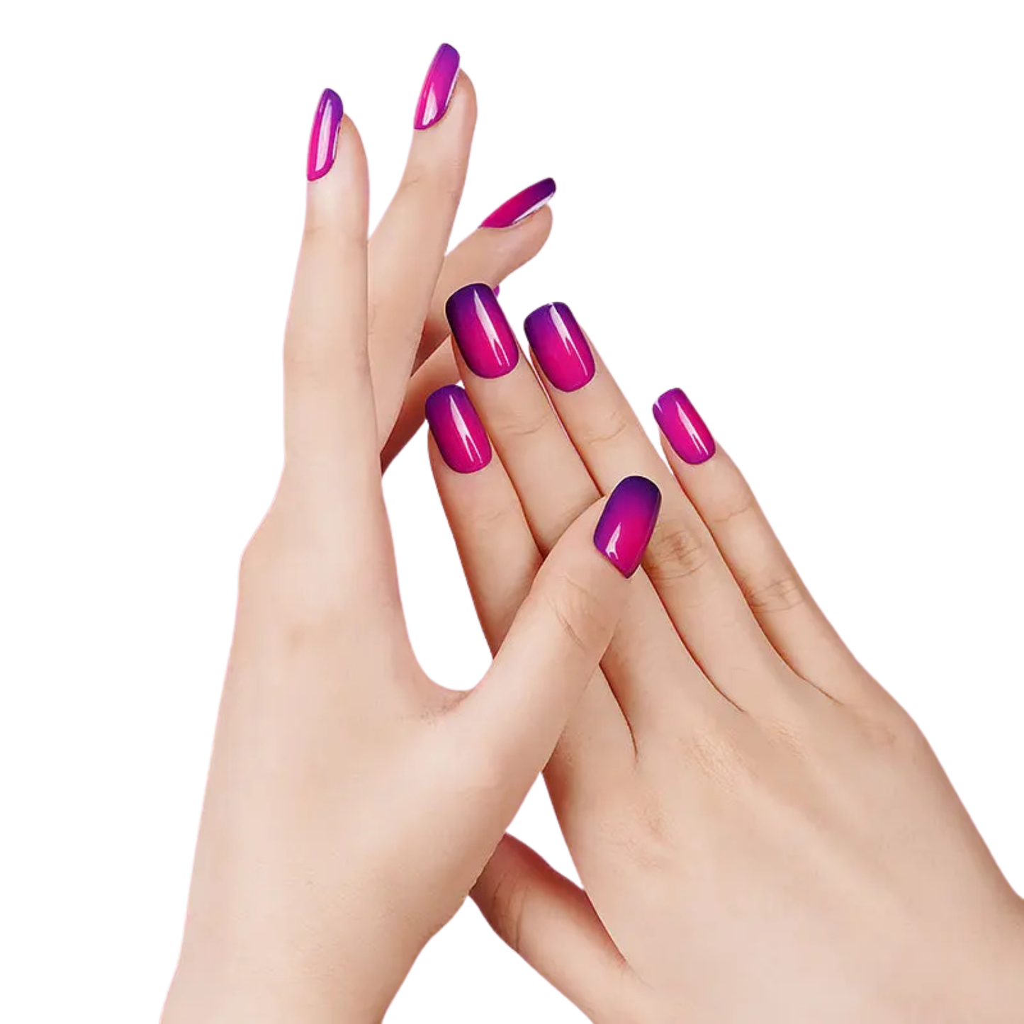 Uñas Gel Semi curado Manicure - Ombré Morado a rosa