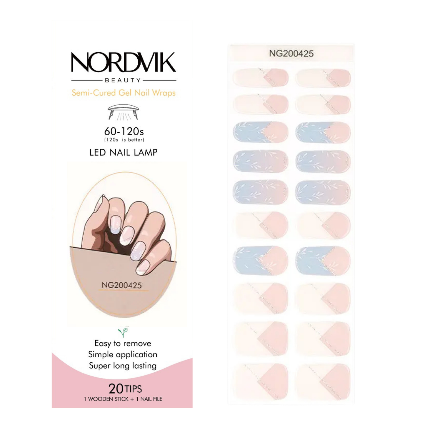 Uñas Gel Semi curado Manicure - Degradé Azul pastel y Francesa Blanca