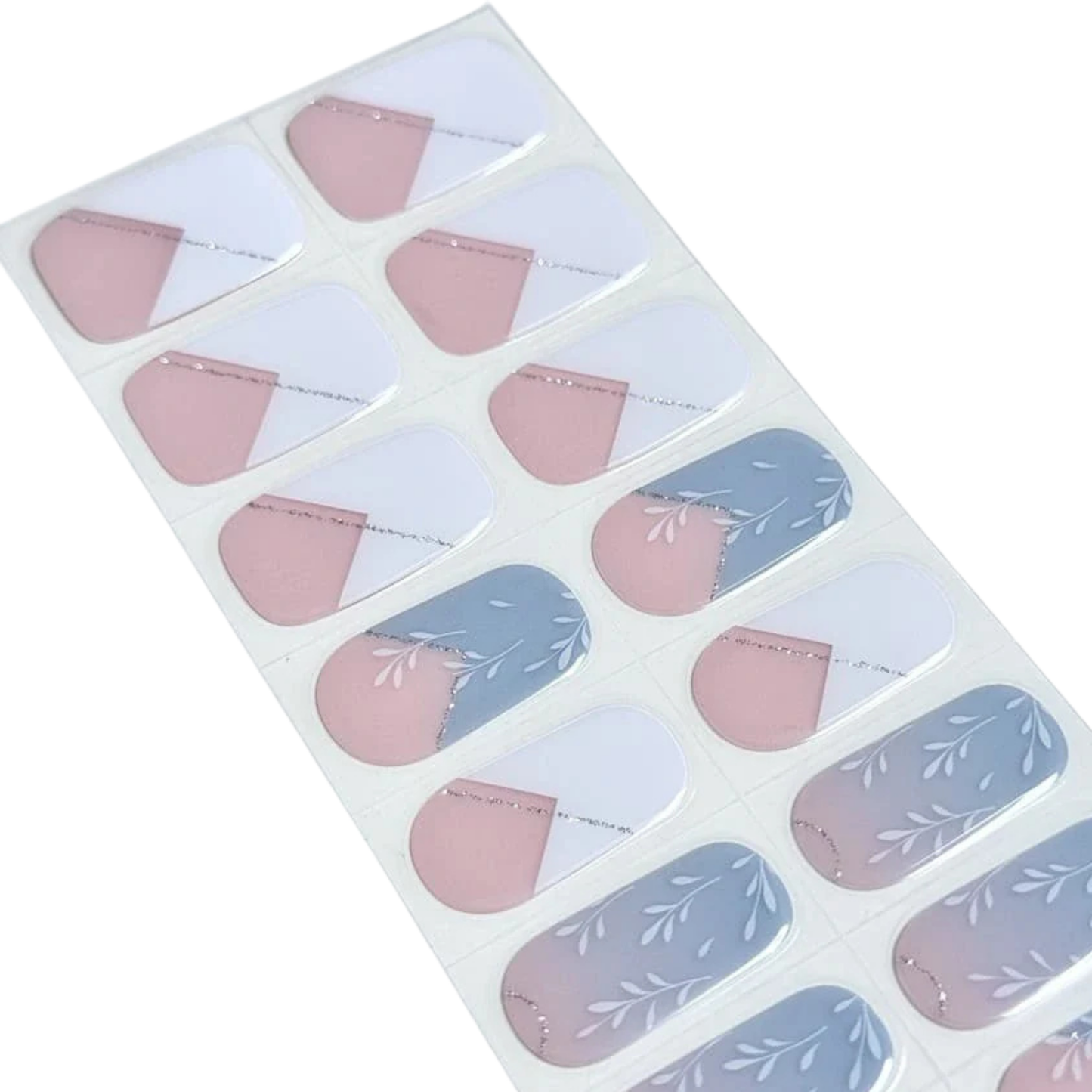 Uñas Gel Semi curado Manicure - Degradé Azul pastel y Francesa Blanca