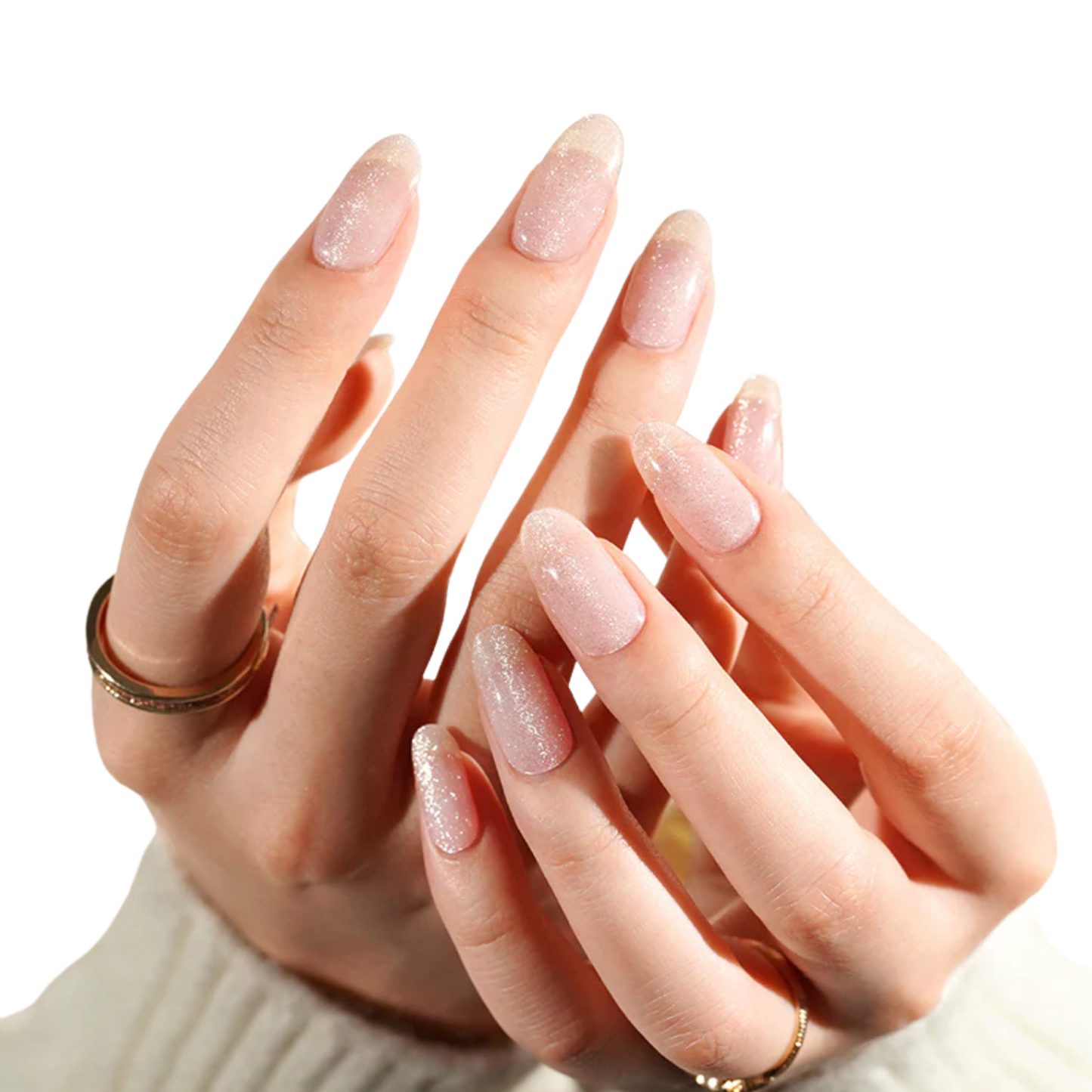Uñas Gel Semi curado Manicure - Nude Rosadas con Brillo Natural