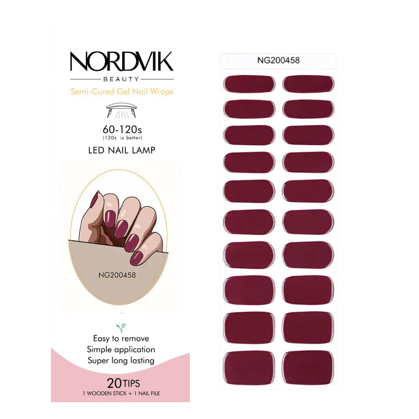 Uñas Gel Semi curado Manicure - Vino Tinto Solido
