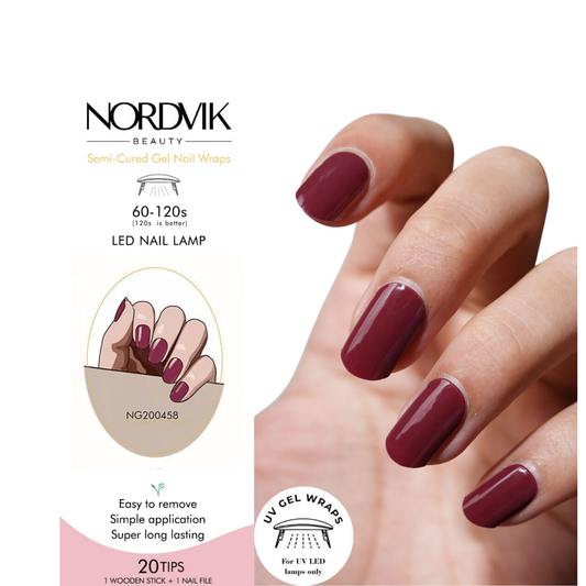 Uñas Gel Semi curado Manicure - Vino Tinto Solido