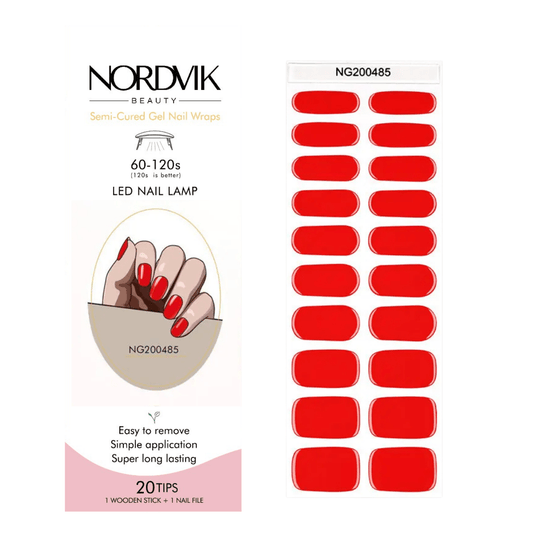 Uñas Gel Semi curado Manicure - Rojo Anaranjado Solido - Nordvik London