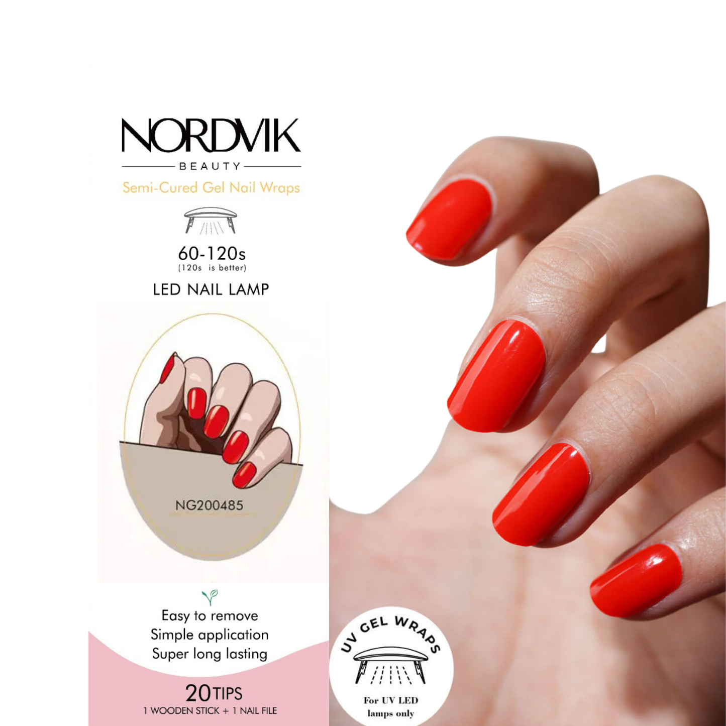 Uñas Gel Semi curado Manicure - Rojo Anaranjado Solido