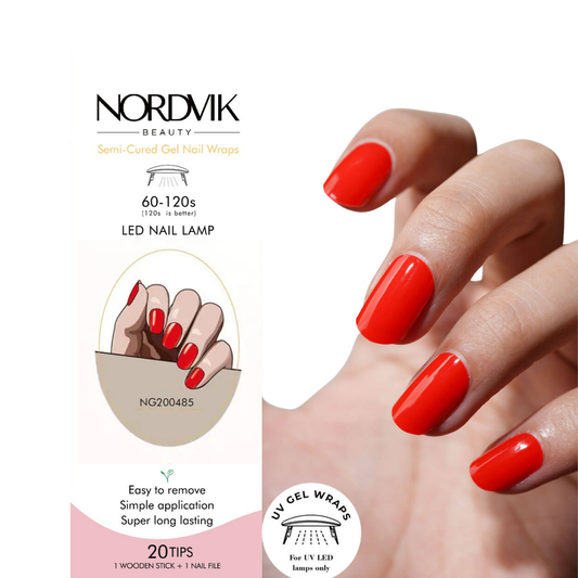 Uñas Gel Semi curado Manicure - Rojo Anaranjado Solido