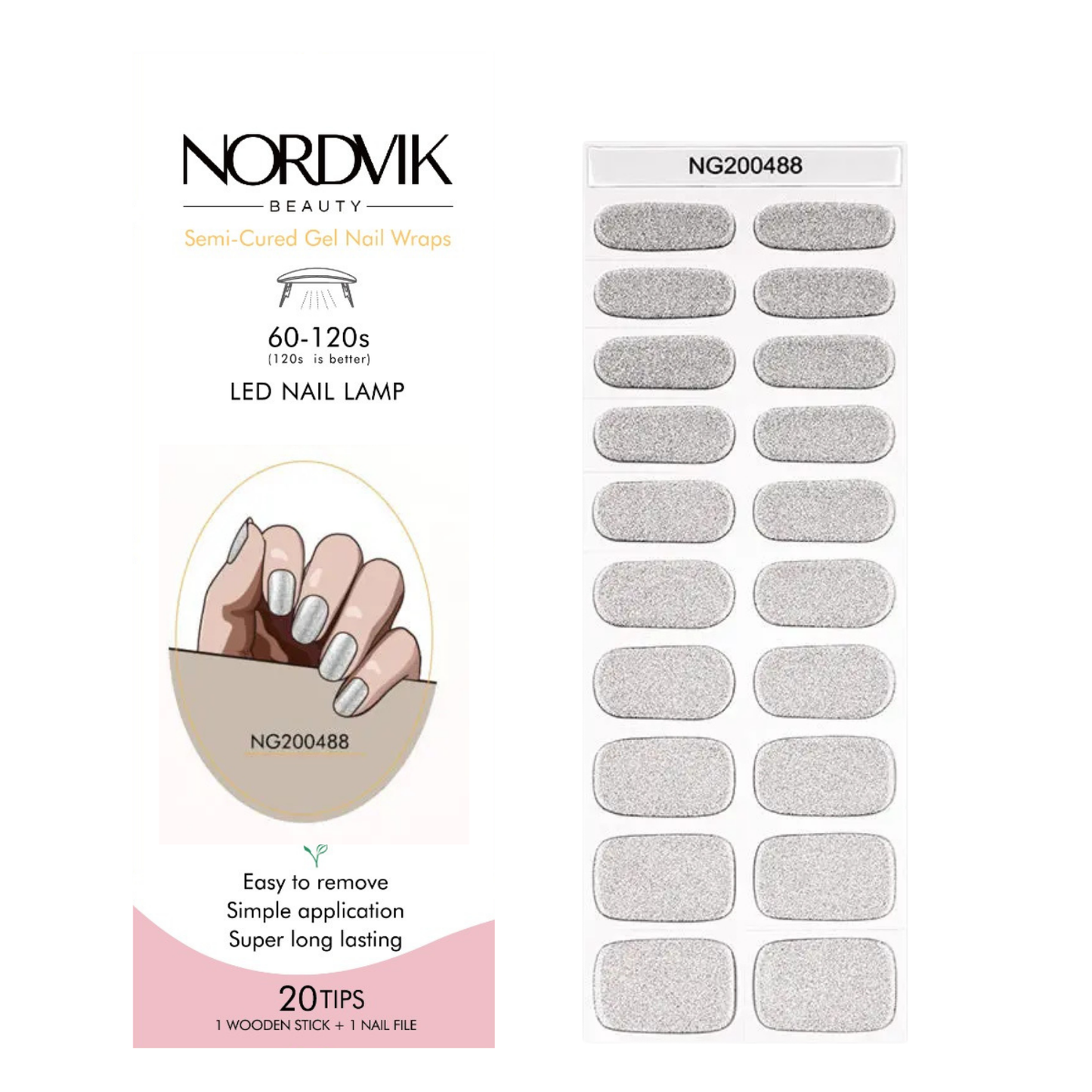 Uñas Gel Semi curado Manicure - Plateadas Metalizadas