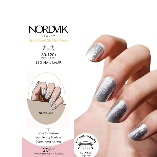 Uñas Gel Semi curado Manicure - Plateadas Metalizadas