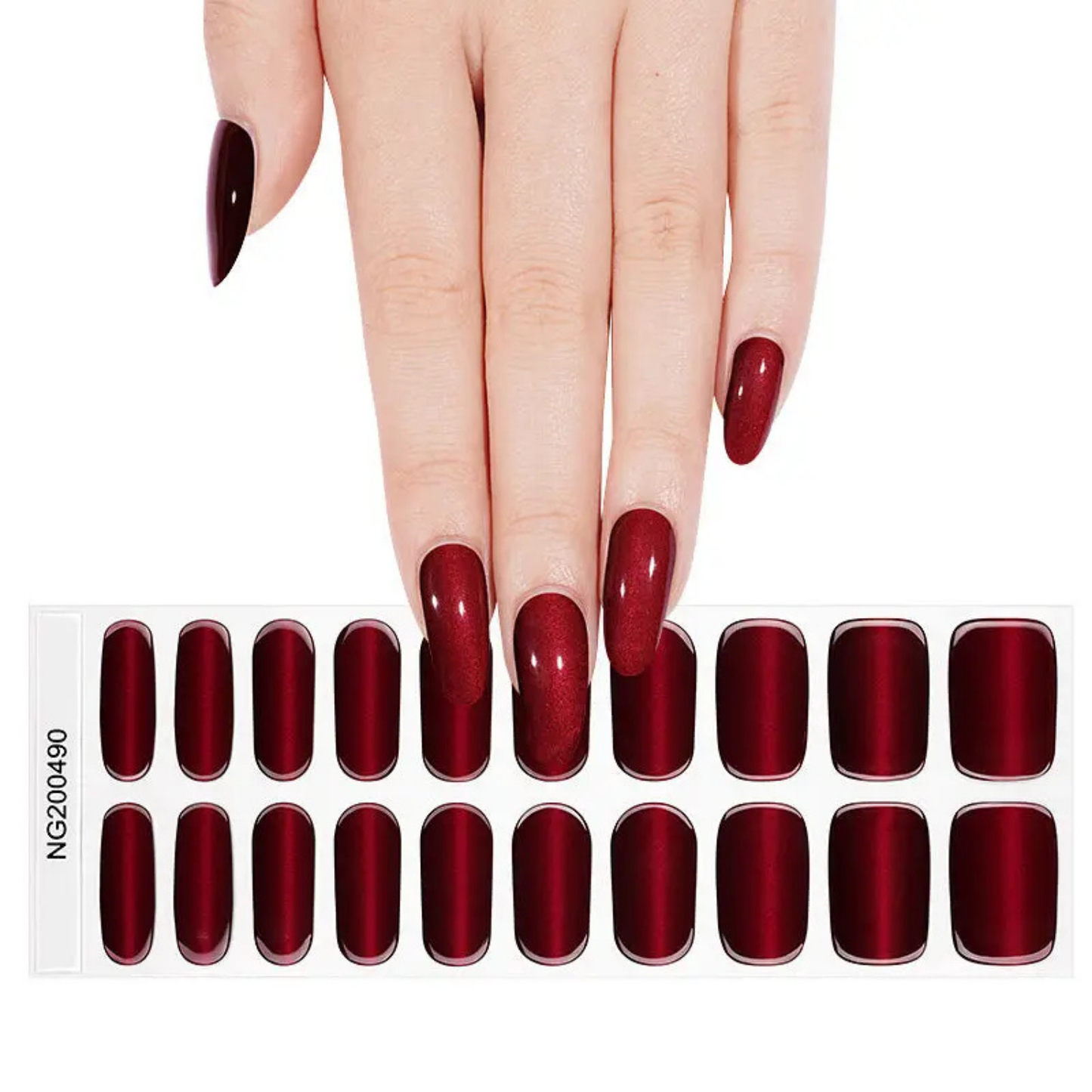 Uñas Gel Semi curado Manicure - Ojo de Gato Vino tinto