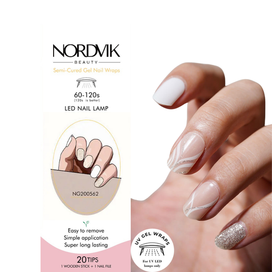 Uñas Gel Semi curado Manicure - Minimalistas Blancas con Toque Glam