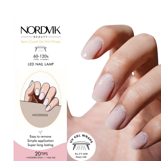 Uñas Gel Semi curado Manicure - Rosa Claro Degradé con Brillo