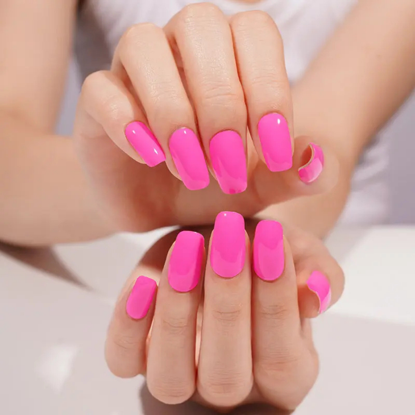 Uñas Gel Semi curado Manicure - Fucsia Solido