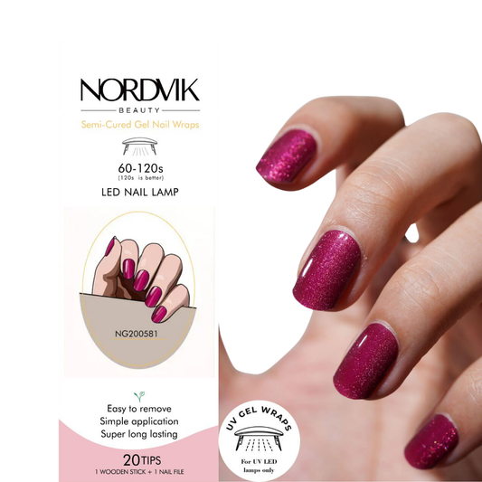 Uñas Gel Semi curado Manicure - Burdeo Metalizado