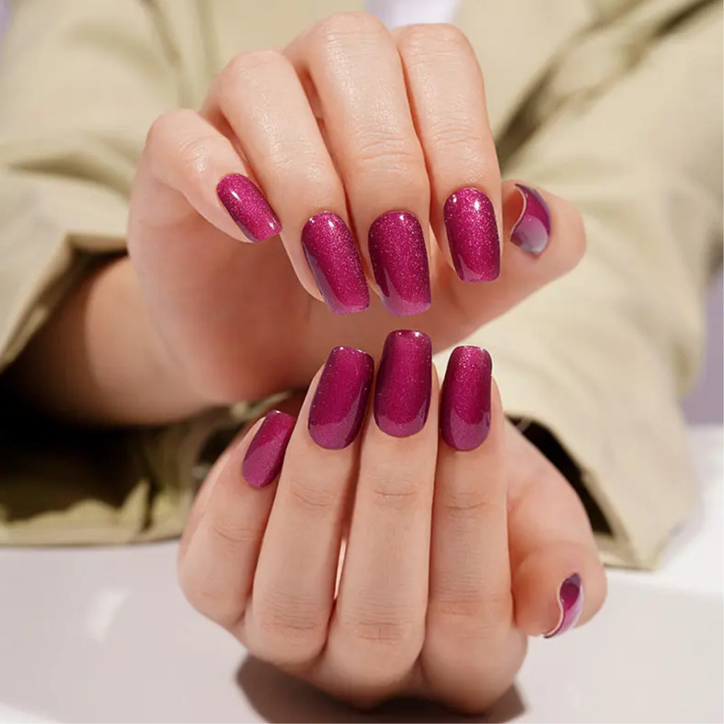 Uñas Gel Semi curado Manicure - Burdeo Metalizado