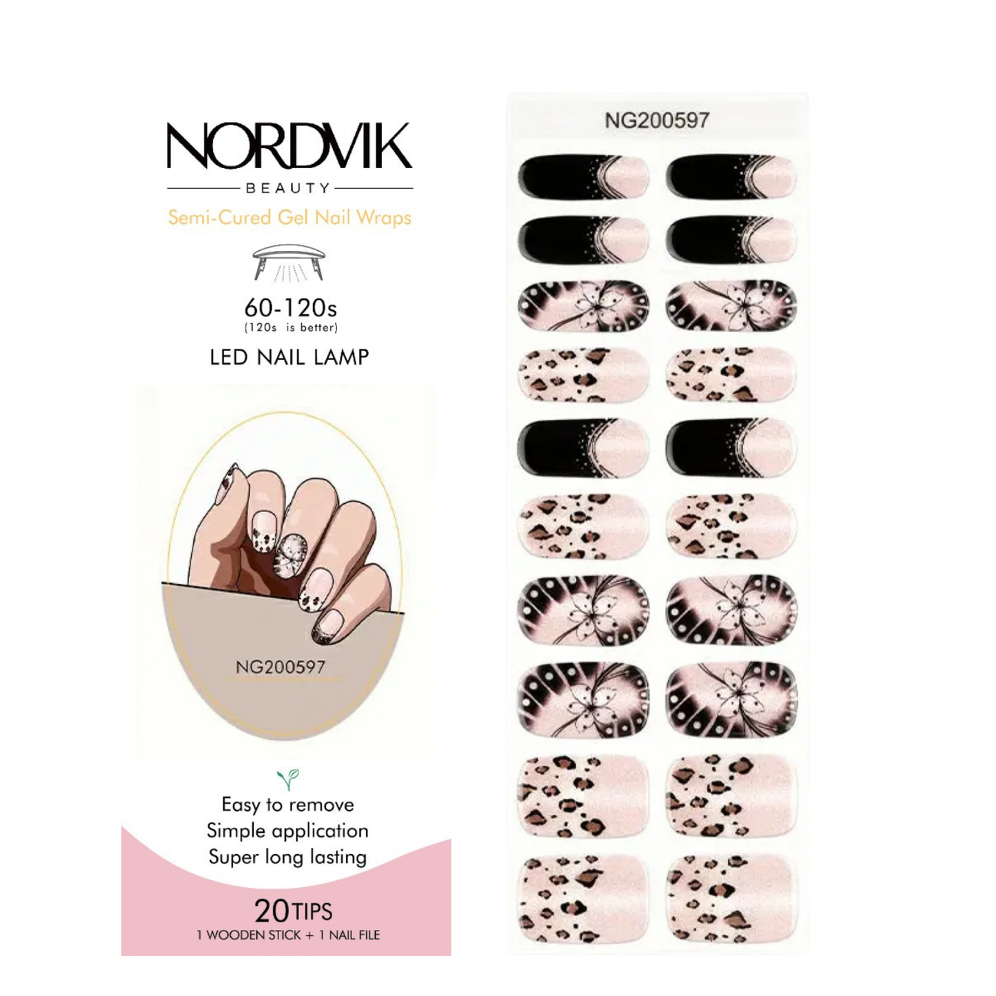 Uñas Gel Semi curado Manicure - Francesas Mariposas Dark