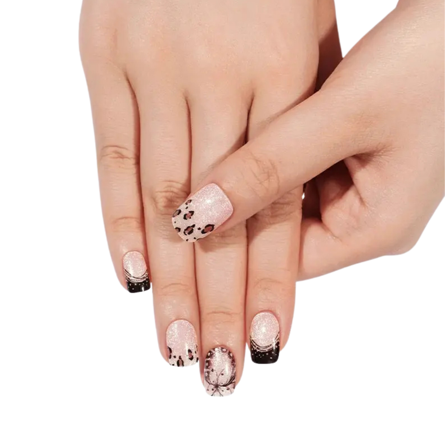 Uñas Gel Semi curado Manicure - Francesas Mariposas Dark