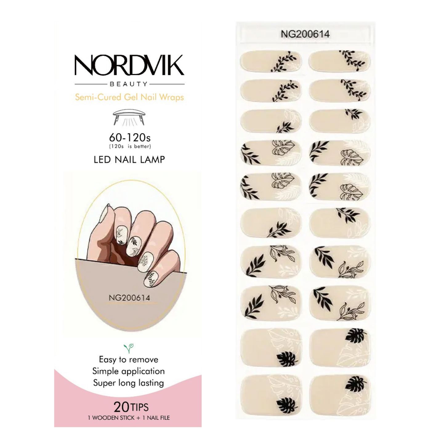 Uñas Gel Semi curado Manicure - Beige Botanico