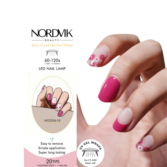 Uñas Gel Semi curado Manicure - Fuscia Primavera Floral