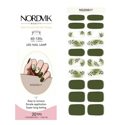 Uñas Gel Semi curado Manicure - Verde oliva Botanico