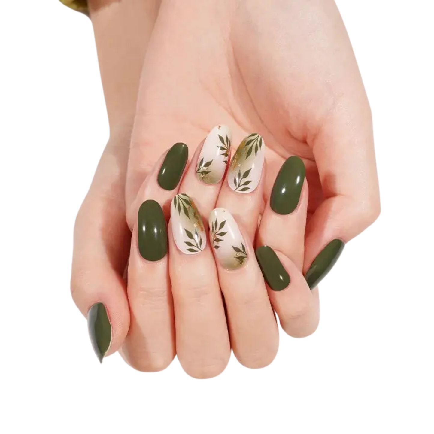 Uñas Gel Semi curado Manicure - Verde oliva Botanico