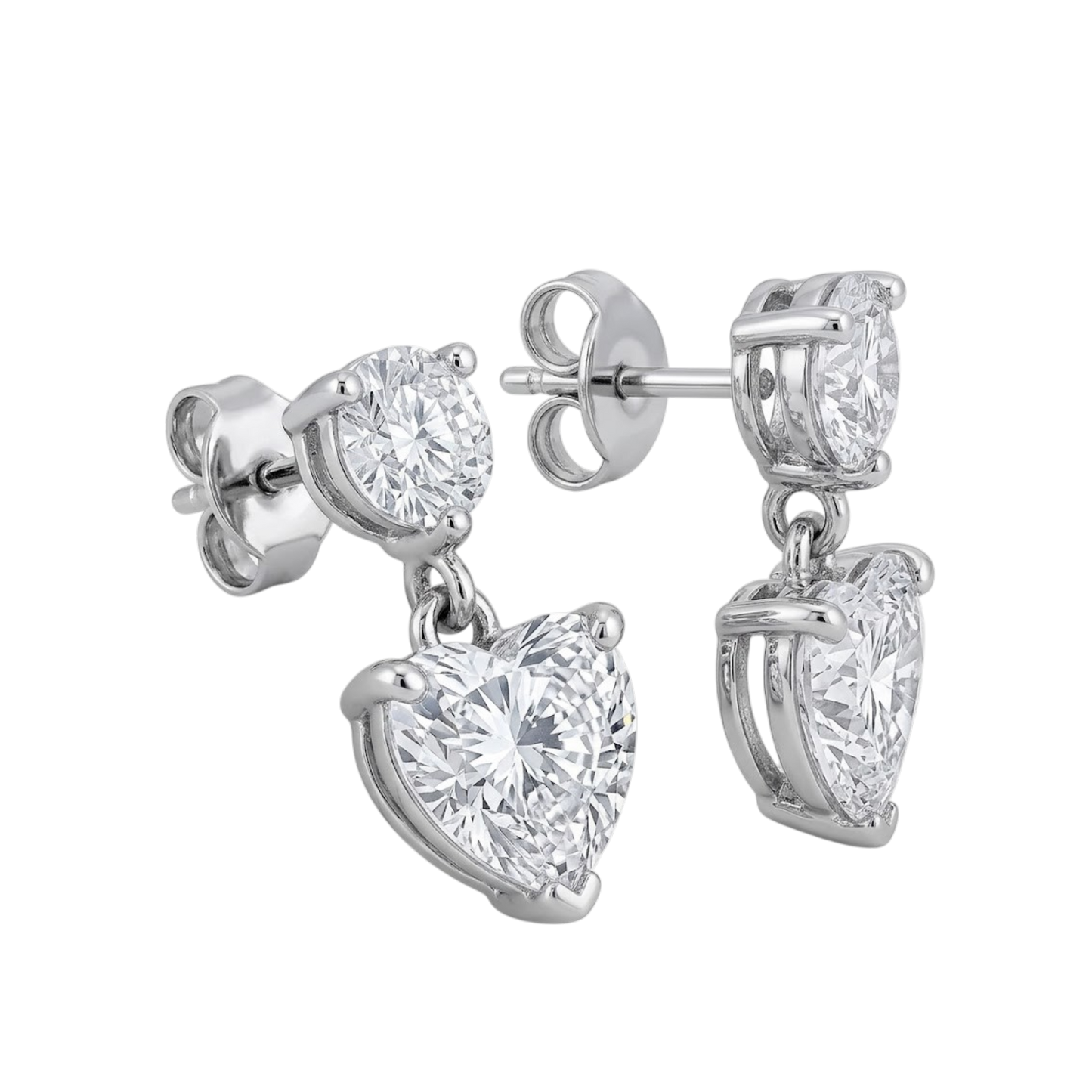 Aros Pegados Corazón Circonita Blanca | Silve