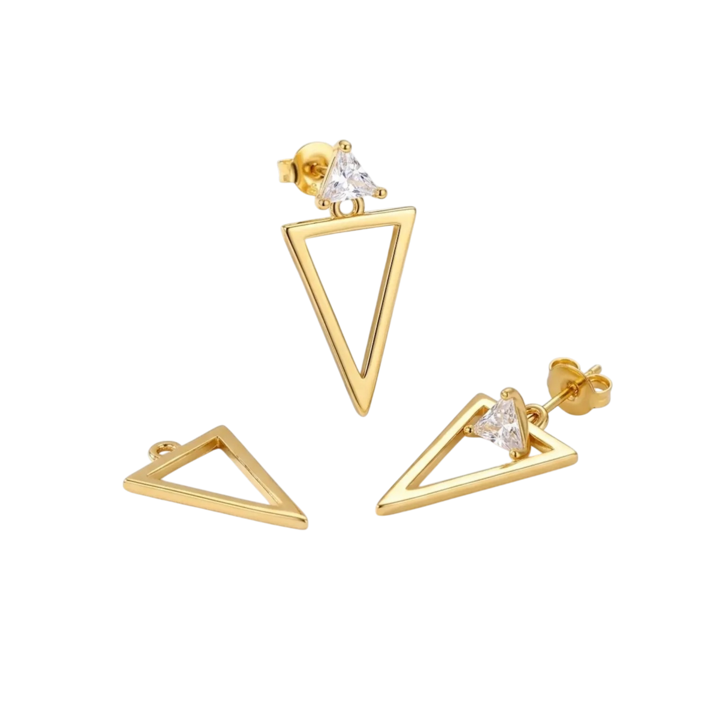 Aro Triangular  Chapado Oro 18K Circonita | 2 Usos | Dold