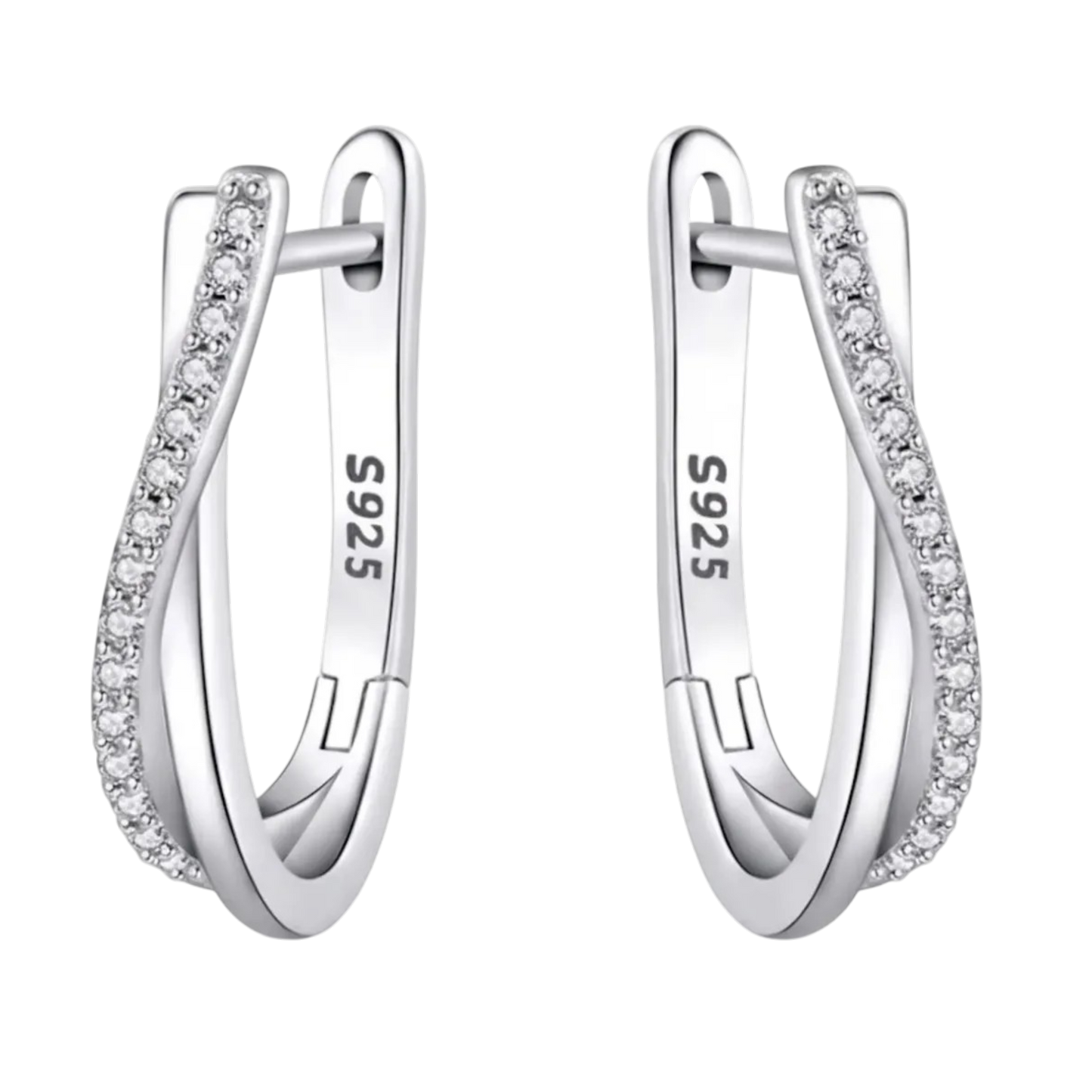Argollas Forma X Ovalada con Circonitas Pavé | Silve