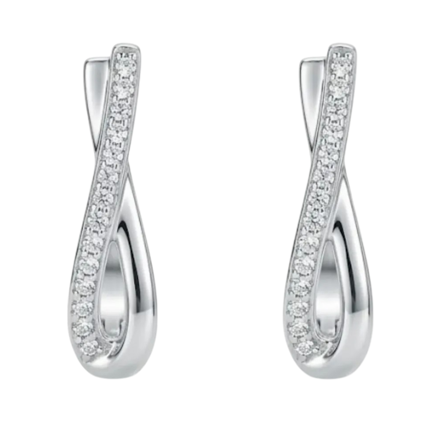 Argollas Forma X Ovalada con Circonitas Pavé | Silve