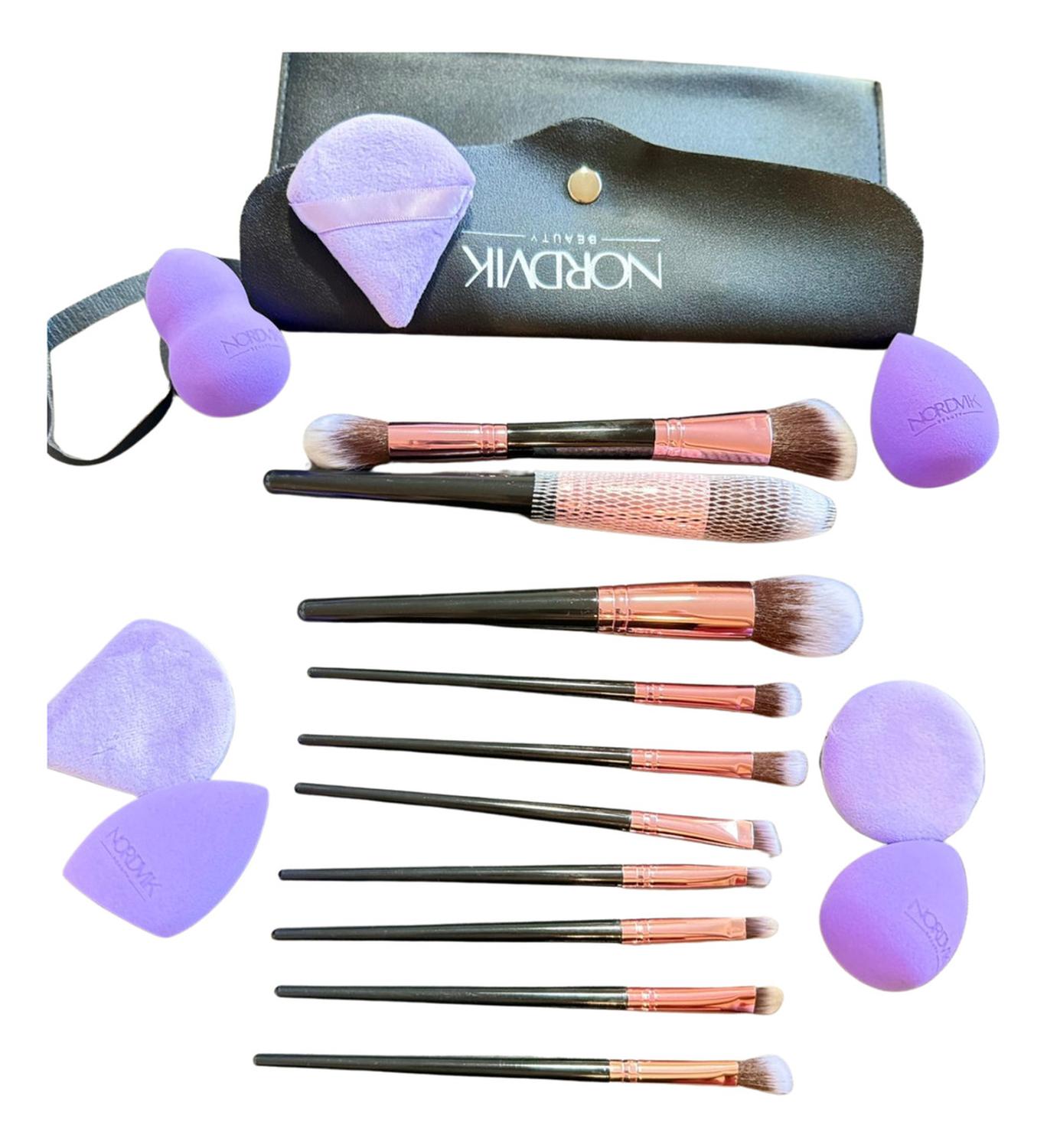 Set 10 Brochas Pinceles Maquillaje Profesional + Estuche Negro - Nordvik London