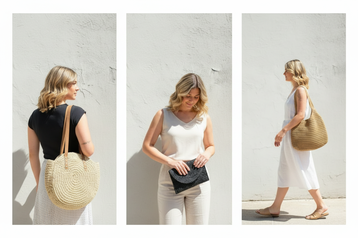 Banner Bolsas Tejidas - Poses Diferentes