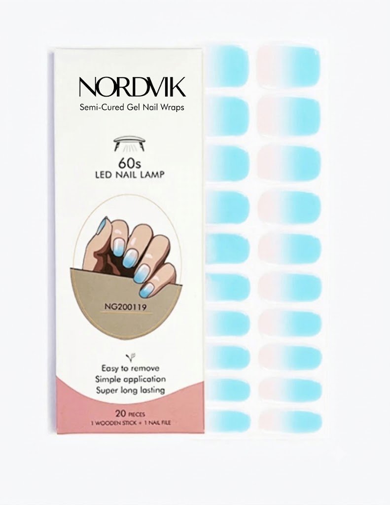Uñas Gel Semi Curado Manicure - Sunrise Degrade Celeste Rosado - Nordvik London